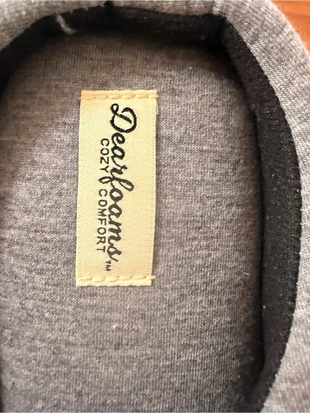 dearfoams Gray and Black Quilted Slip-On Slippers